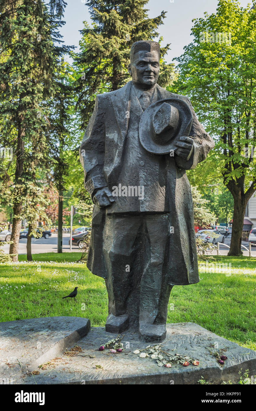 Monument for the Latvian politician Karlis Ulmanis (1877 to 1942), Riga, Latvia, Baltic States, Europe Stock Photo