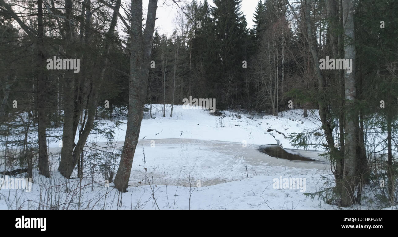4k aerial over frozen river hi-res stock photography and images - Alamy