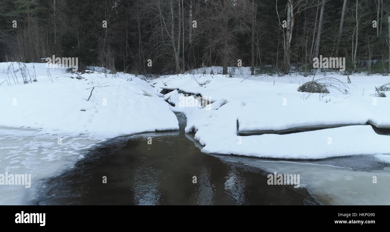 4k aerial over frozen river hi-res stock photography and images - Alamy
