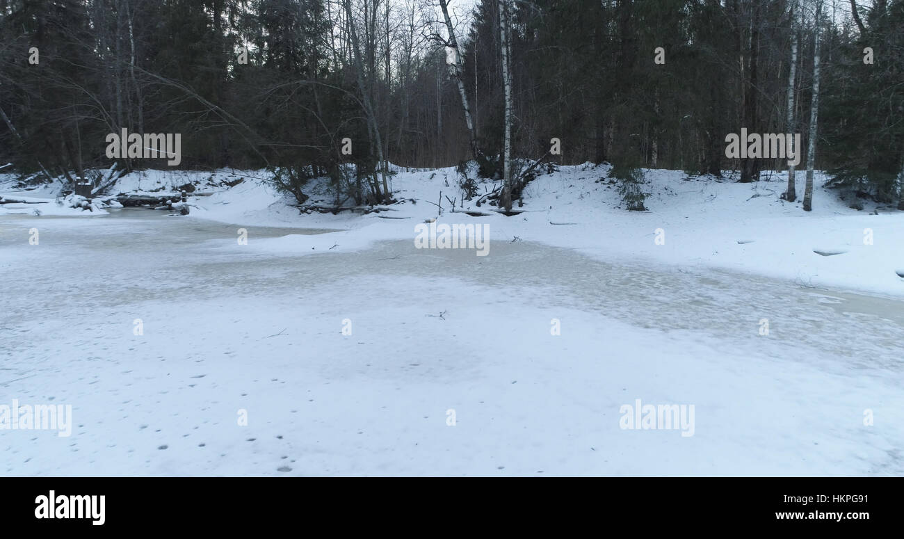 4k aerial over frozen river hi-res stock photography and images - Alamy