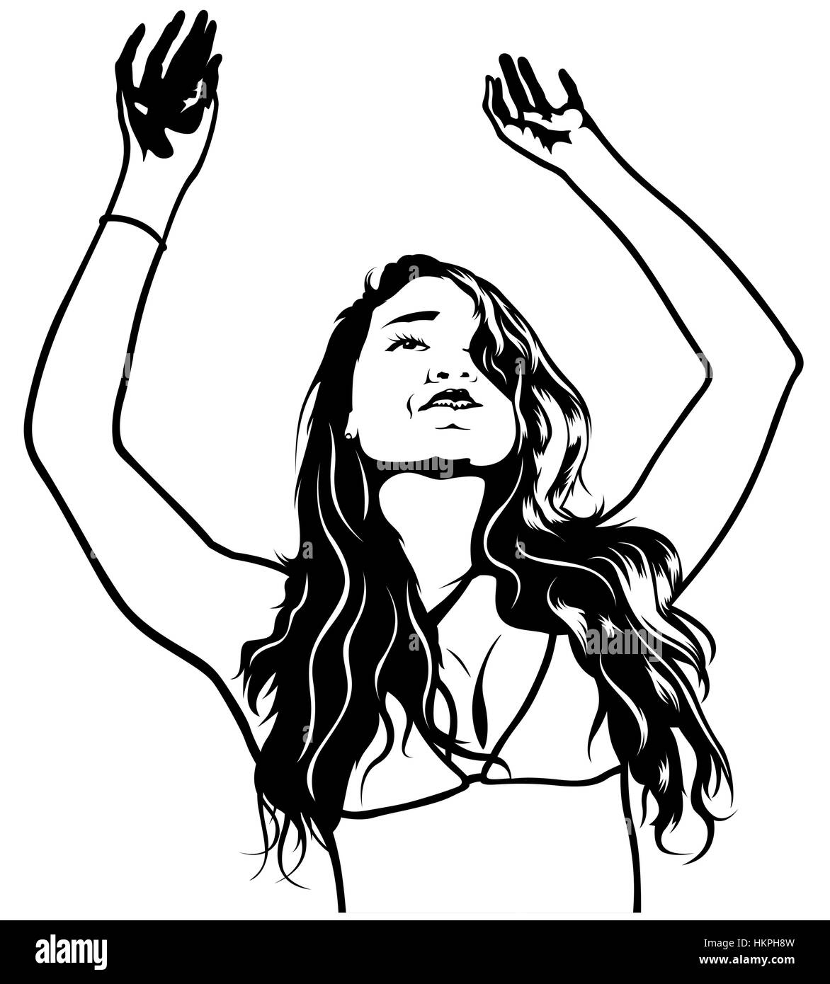 Girl With Hands Up Sketch Stock Vector Image Art Alamy Girl With Hands Up Sketch Stock Vector Image Art Alamy