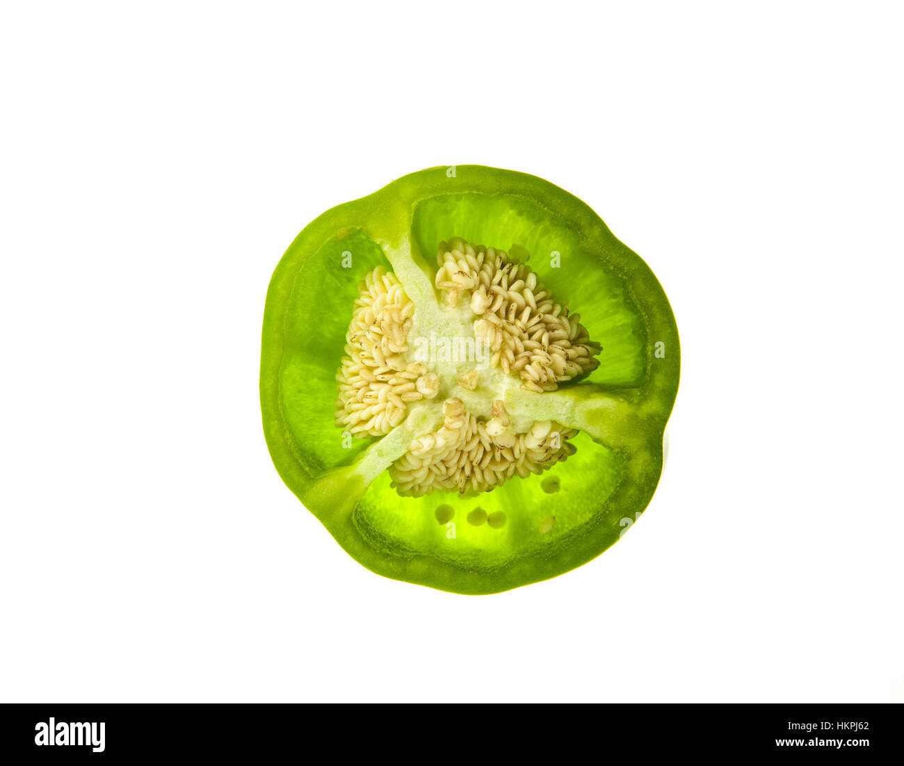Cross section of a green pepper Stock Photo