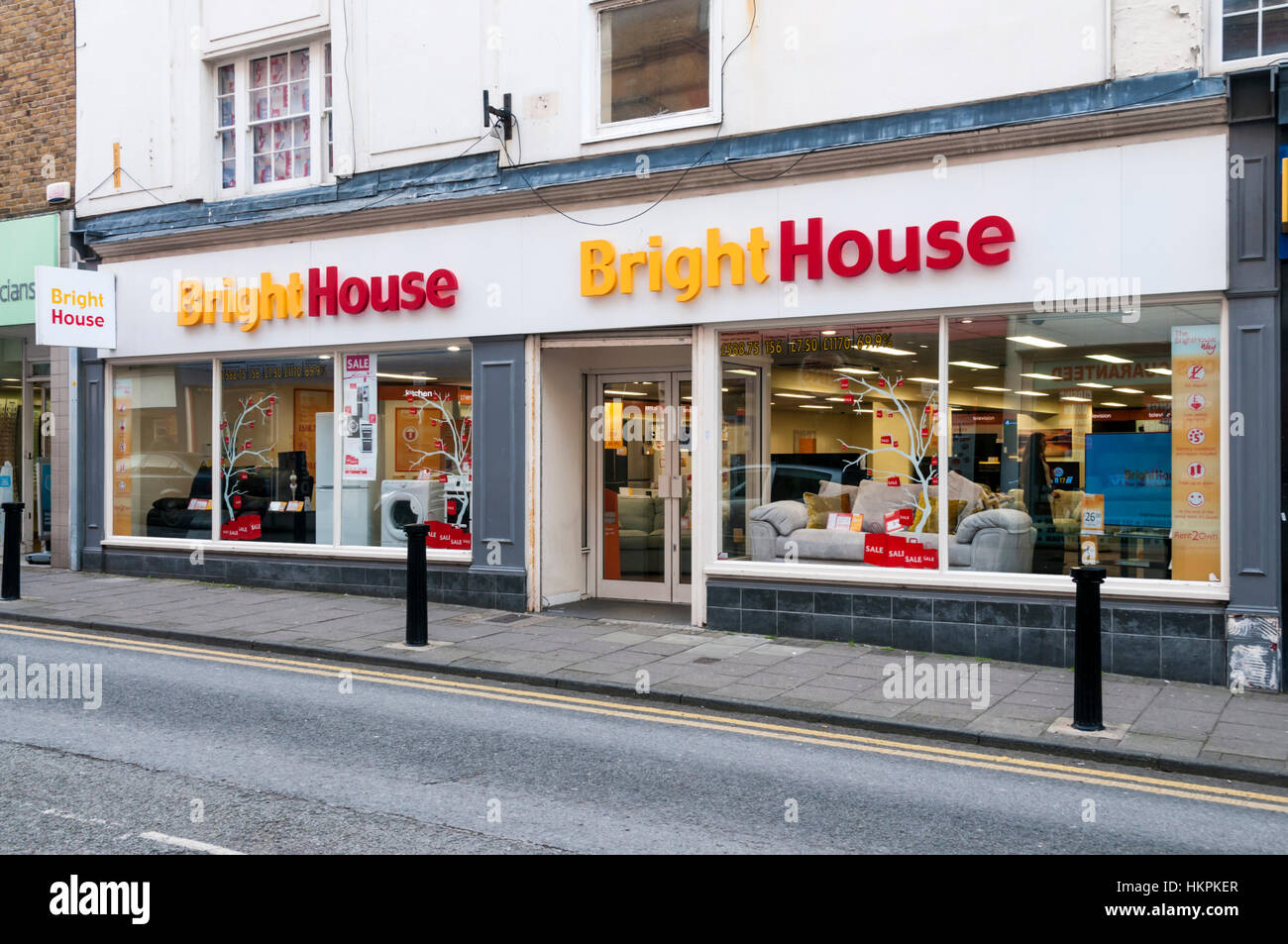 A branch of BrightHouse selling home electronic, domestic appliances and household furniture on a rent-to-own basis. Stock Photo