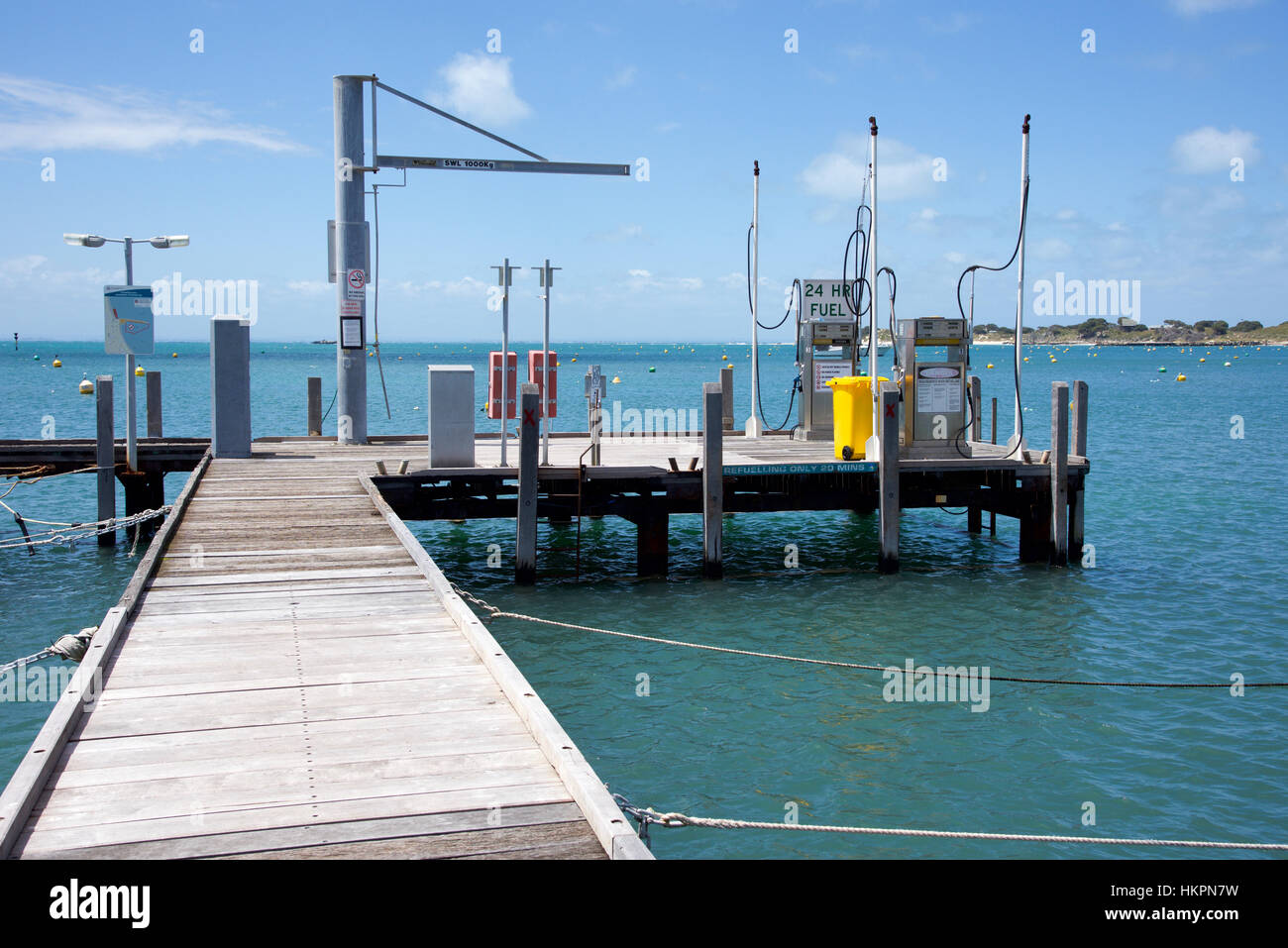 Fuel dock in the Indian Ocean at Rottnest Island in Western Australia