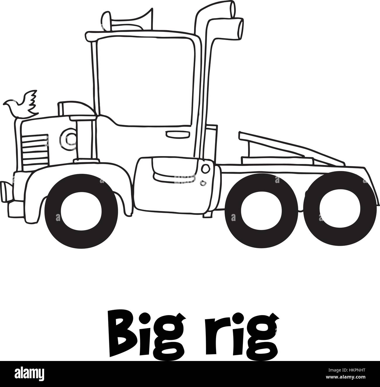 Big Rig With Hand Draw Vector Stock Image Big Rig With Hand Draw Vector Stock Image