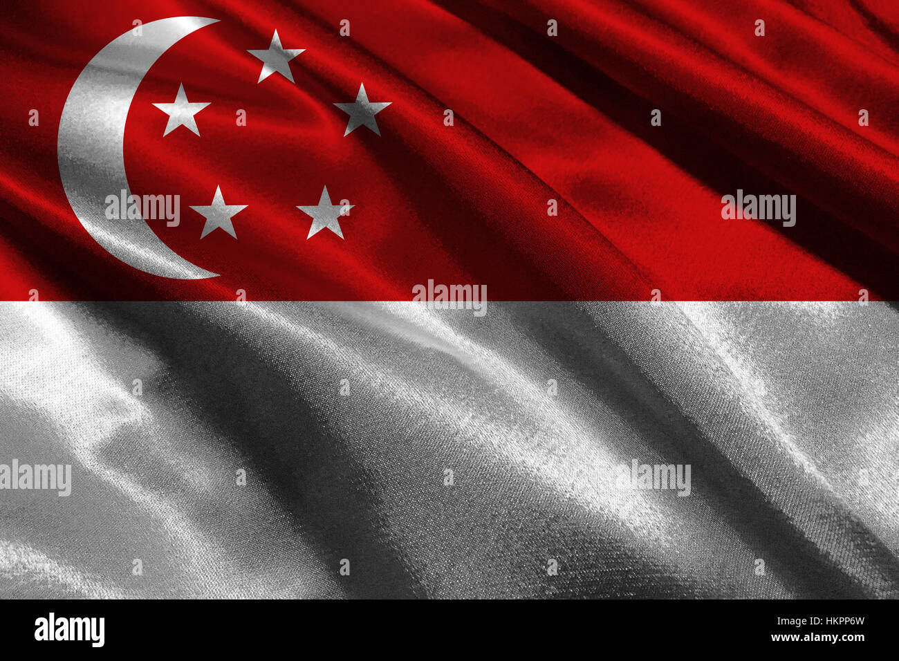 Singapore flag ,3D Singapore national flag 3D illustration symbol Stock Photo