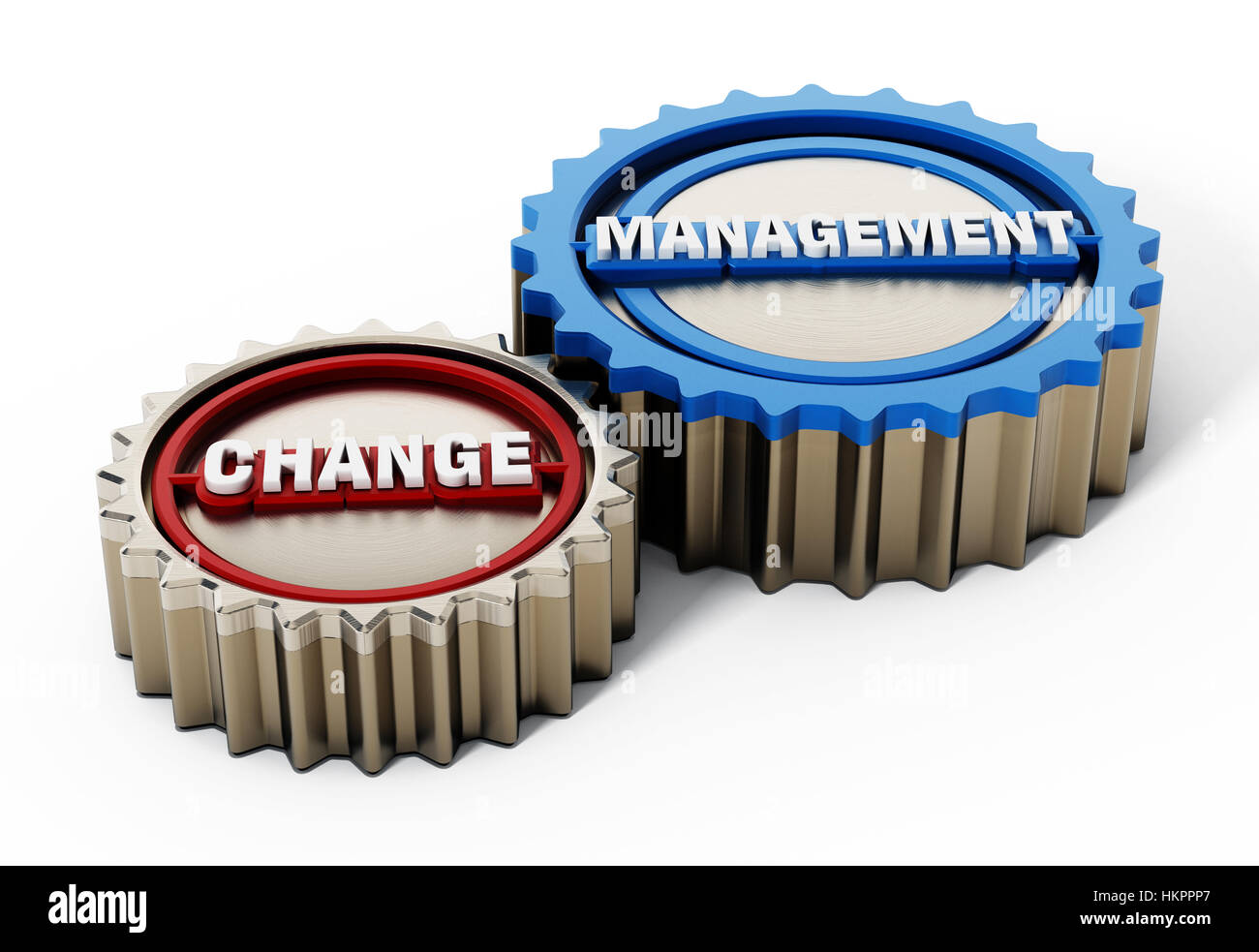 Change management gears isolated on white background. 3D illustration. Stock Photo