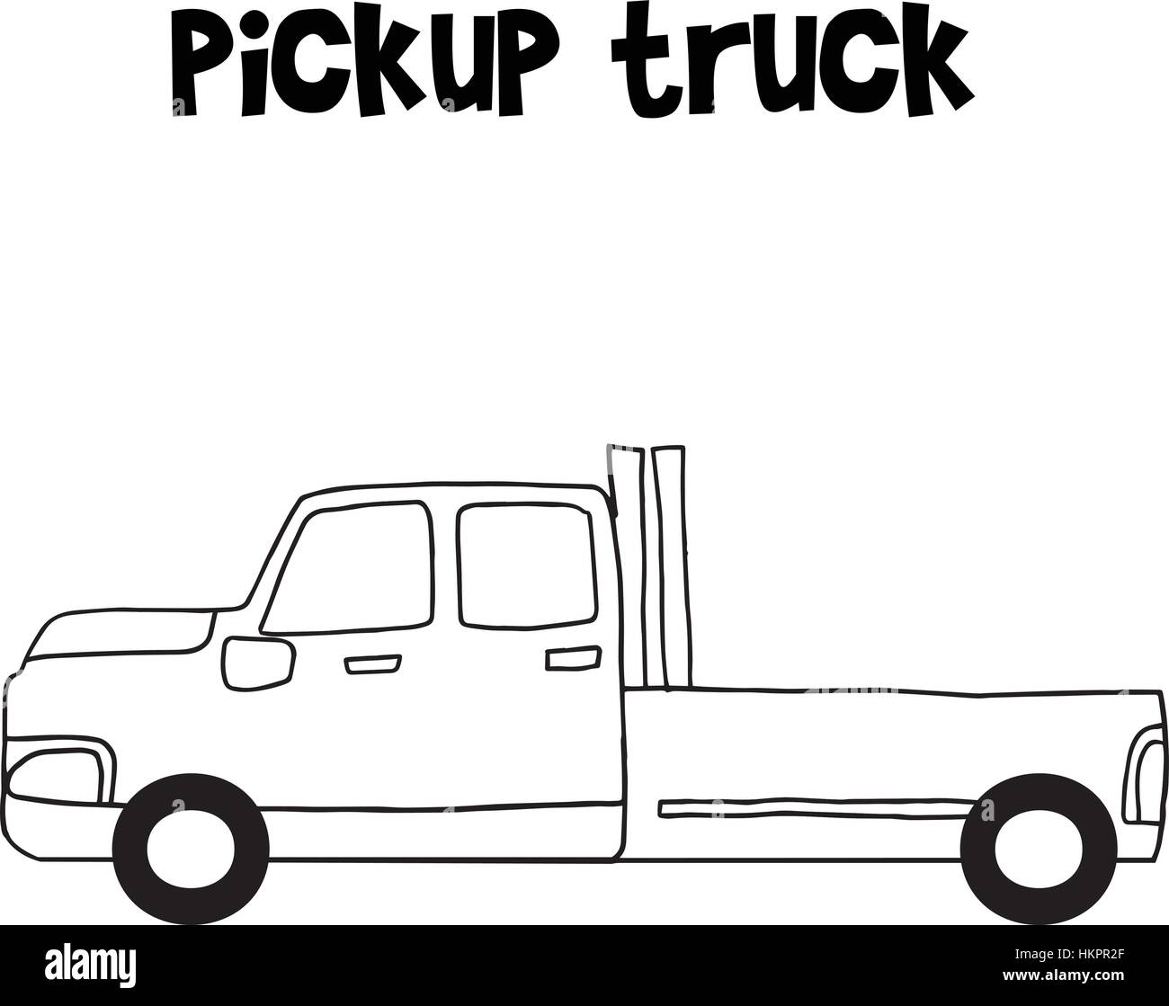 Pickup truck with hand draw Stock Vector