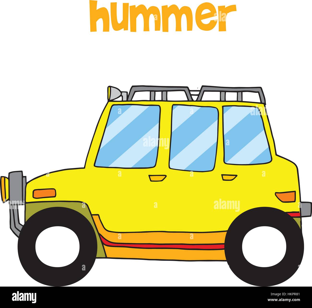 Transportation of yellow hummer vector Stock Vector