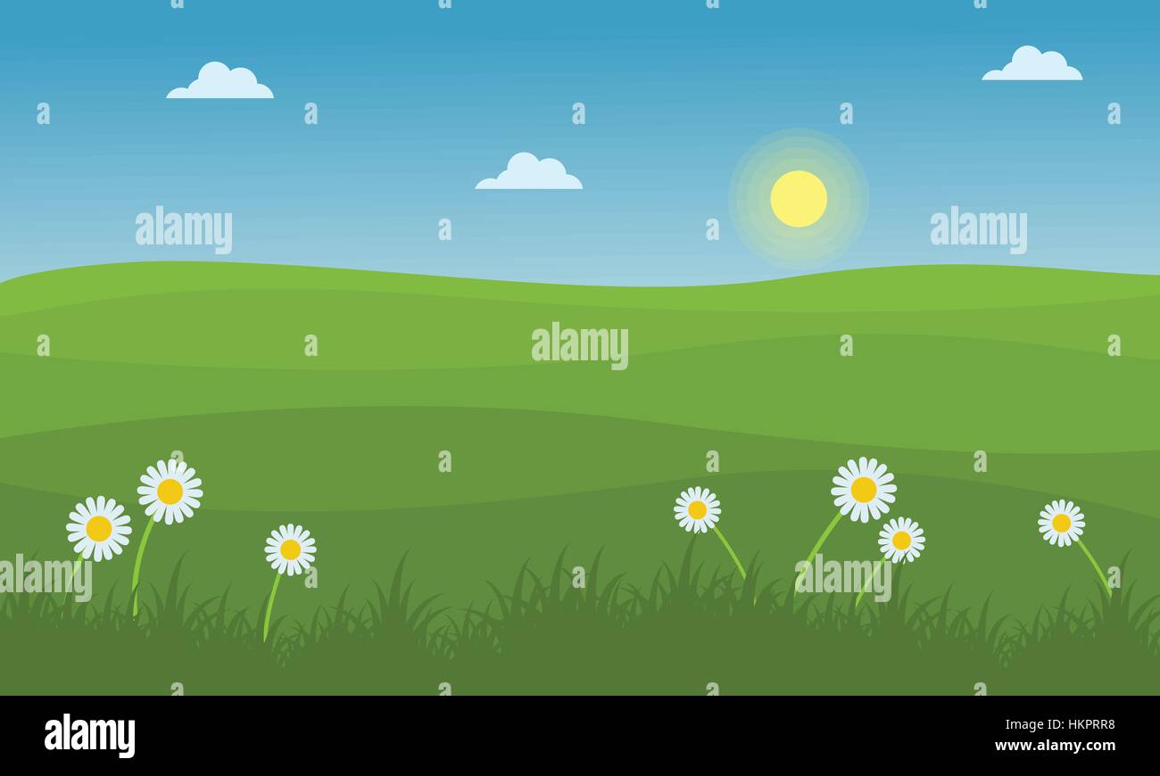 Illustration of hill landscape at spring Stock Vector Image & Art - Alamy