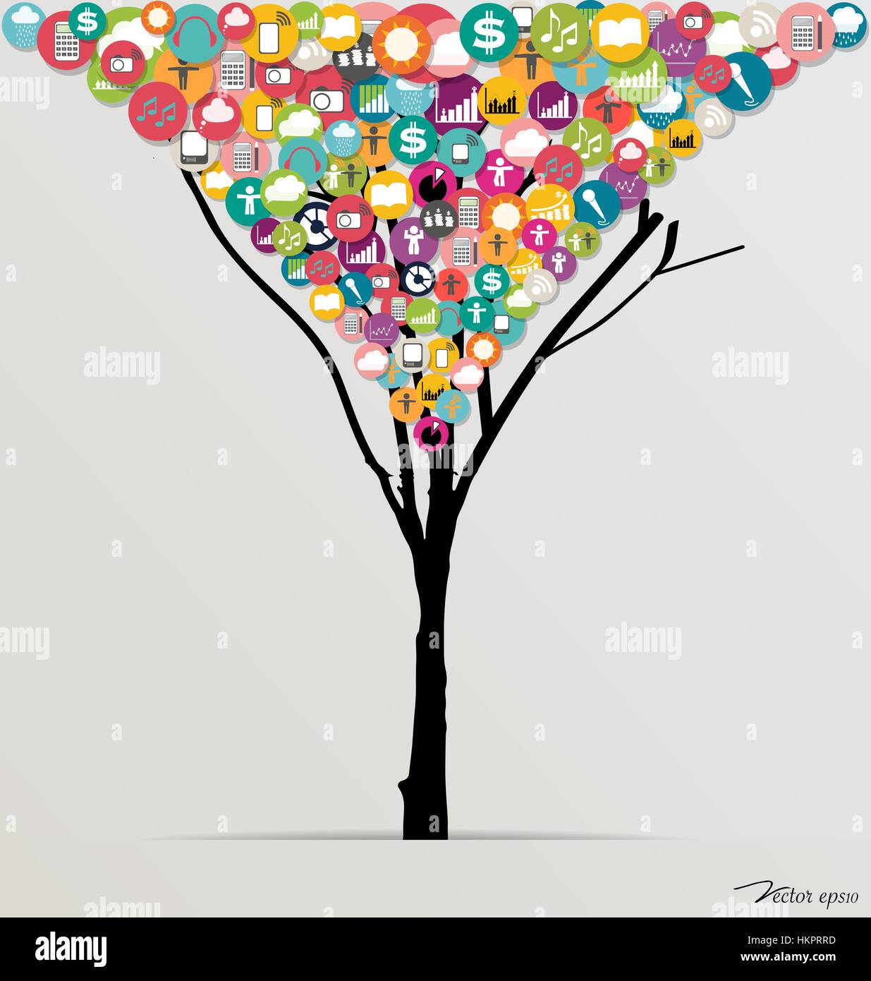 Tree with cloud of application. Vector illustration Stock Vector Image ...