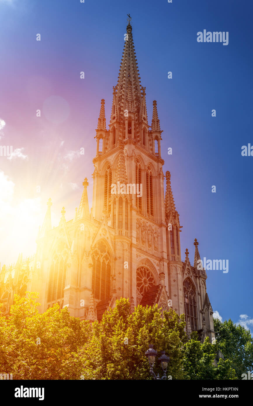 Basilique de Saint Epvre in Nancy, France. Cathedrale under the strong