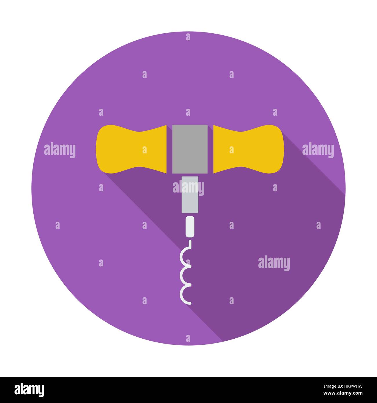 Corkscrew. Single flat icon on the button. Vector illustration Stock ...