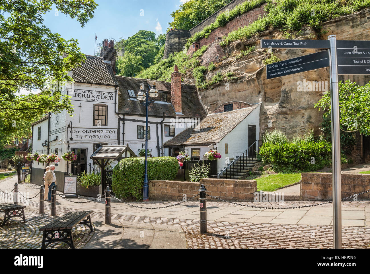 Ye Olde Trip To Jerusalem in Nottingham is one of the 20 public houses (including Ye Olde Salutation Inn and The Bell Inn also in Nottingham) Stock Photo