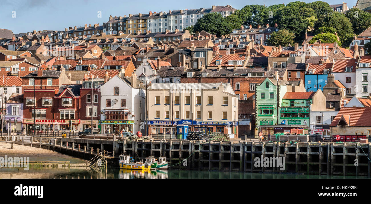 Fishing Harbour of Scarborough. Scarborough is a town on the North Sea coast of North Yorkshire, England Stock Photo