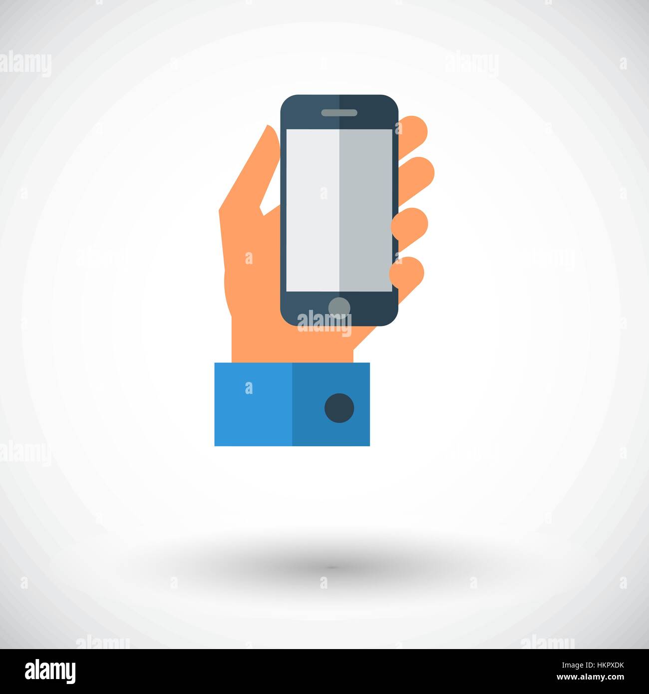 Hand holding Mobile phone. Single flat icon on white background. Vector ...