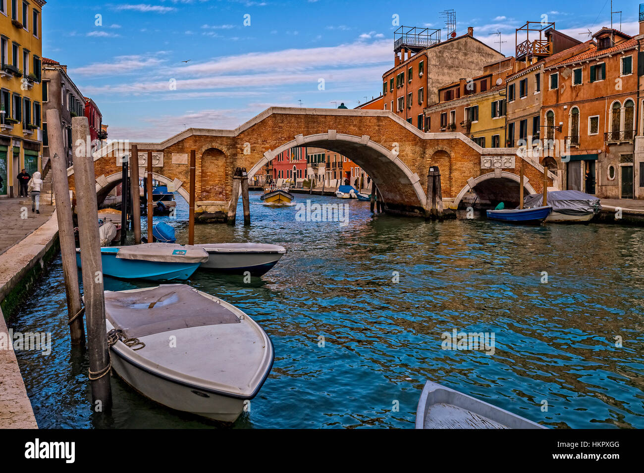 Italy Veneto Venice - Bridges - Sestiere Cannaregio - Ponte Tre Archi Stock Photo