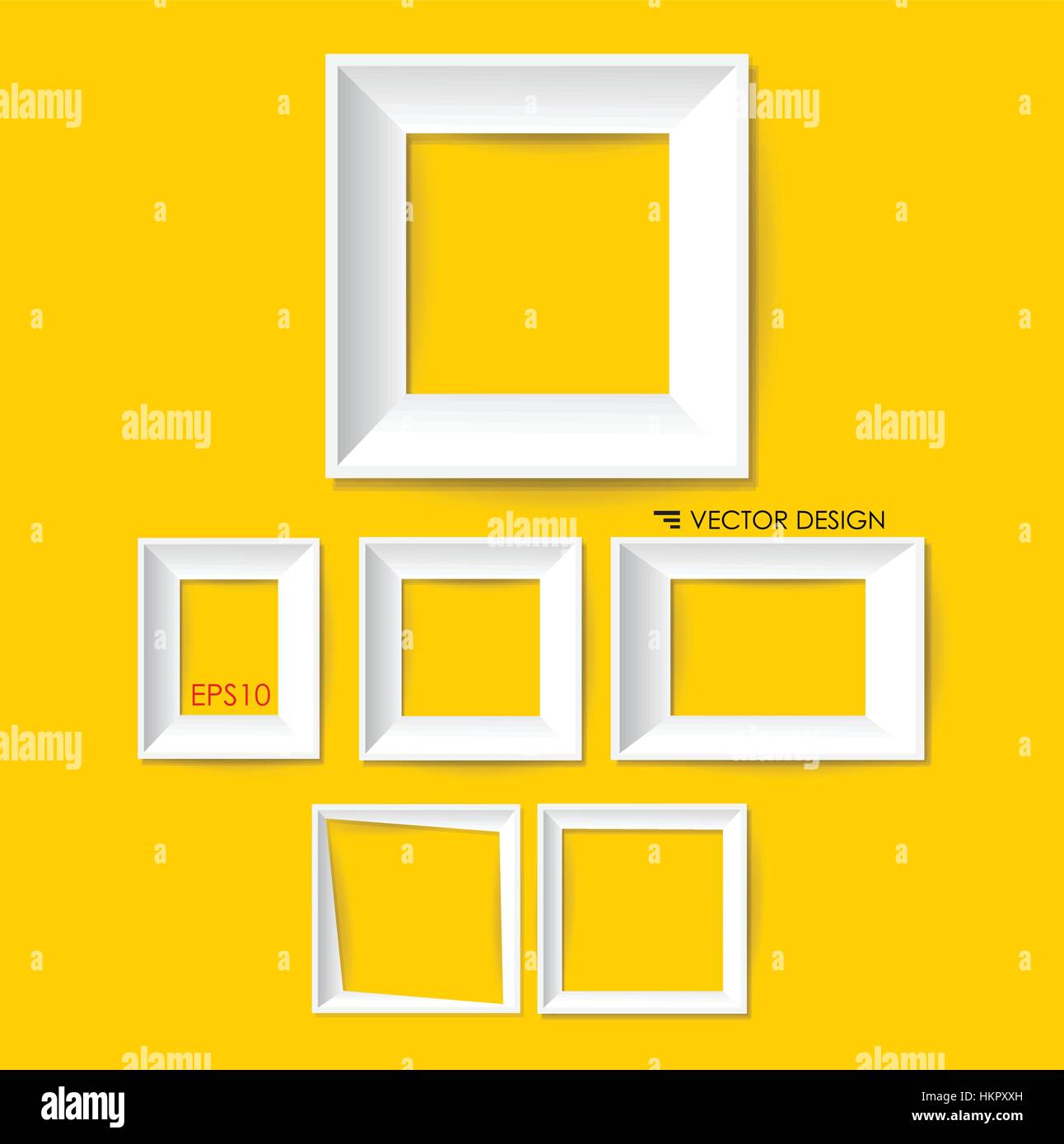 White modern frames on the wall, vector illustration Stock Vector Image ...