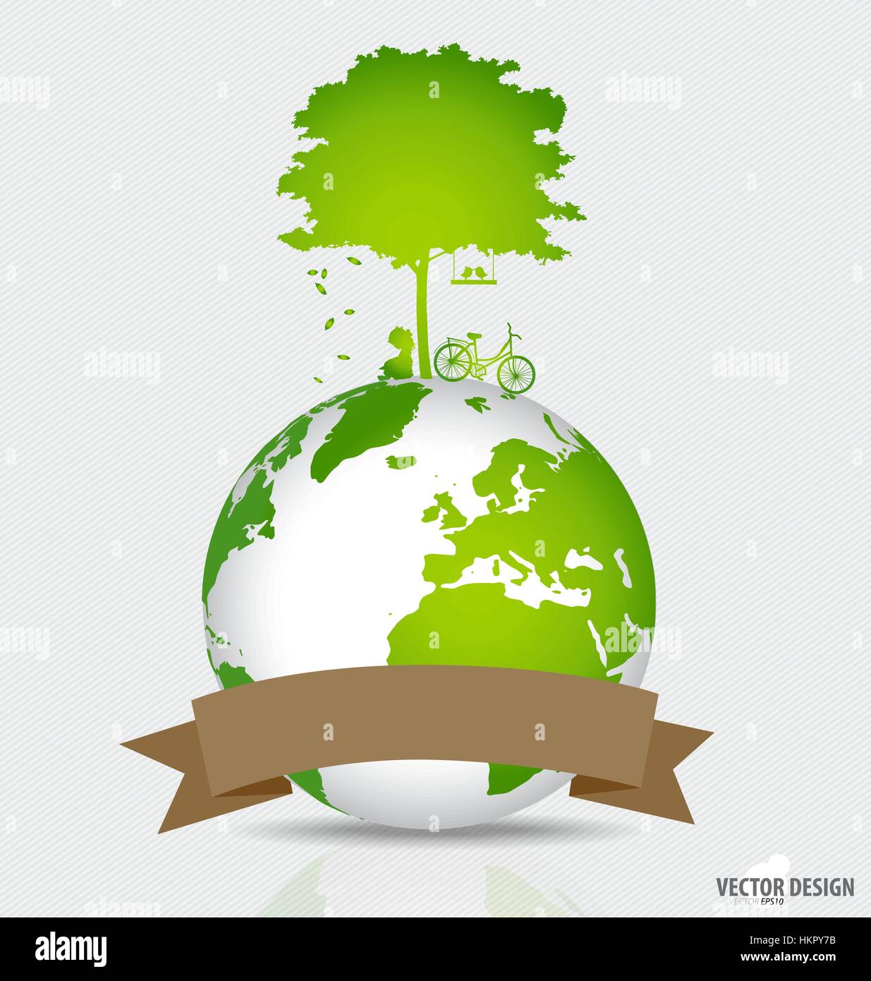 Save the world: Tree shaped world map on a globe. Vector illustration ...