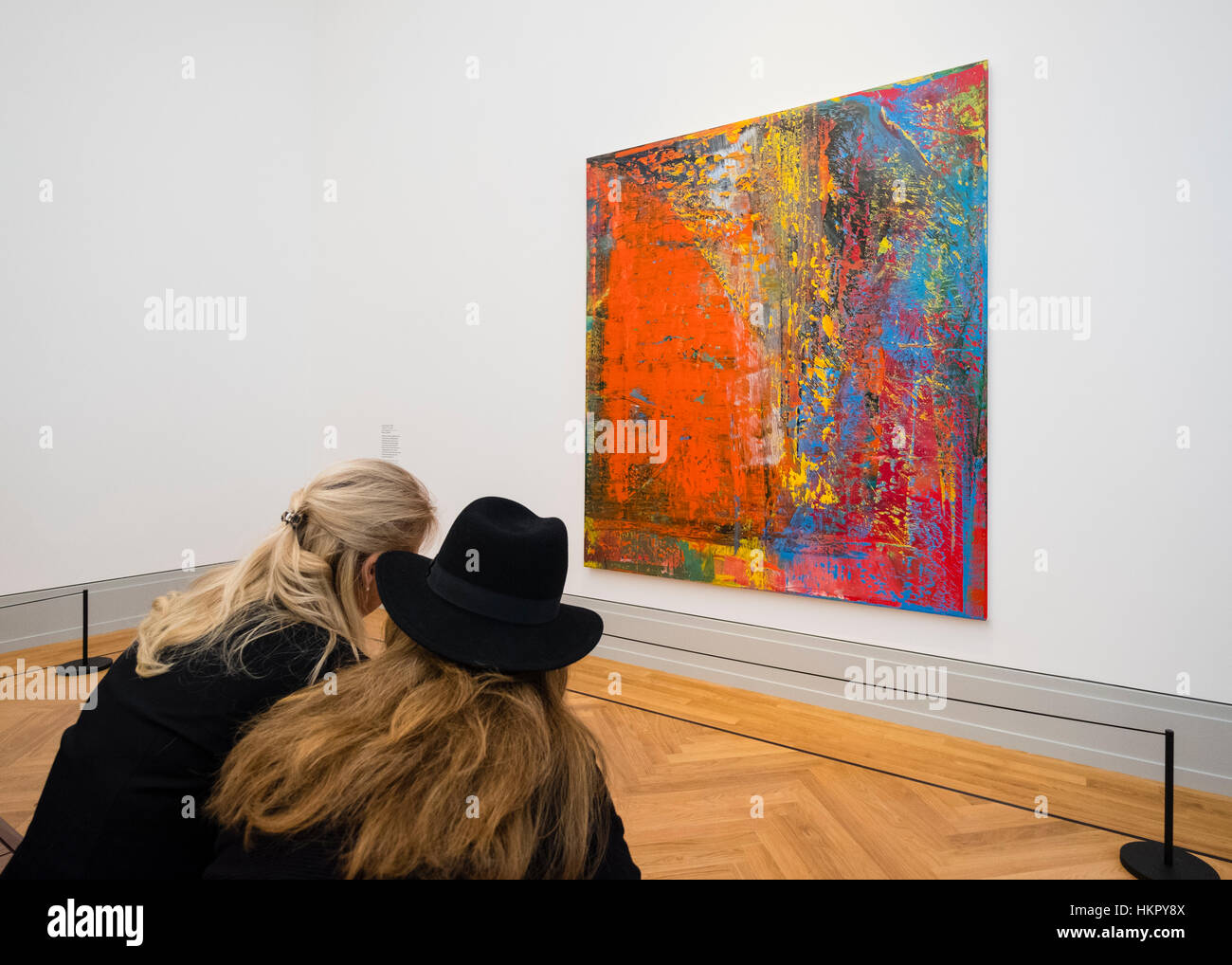 Visitors Looking At Painting A B Still By Gerhard Richter At New