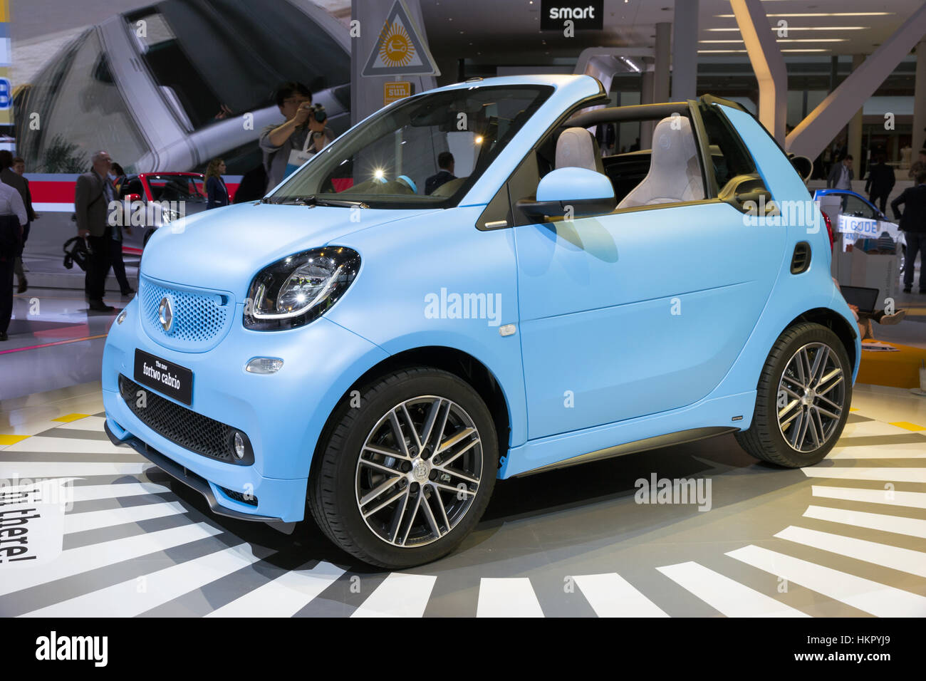 FRANKFURT, GERMANY - SEP 16, 2015: New Smart Fortwo Cabrio presented at the IAA 2015. Stock Photo