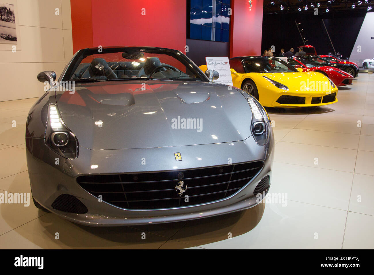 BRUSSELS - JAN 12, 2016: Ferrari California T sports car on display at the Brussels Motor Show. Stock Photo