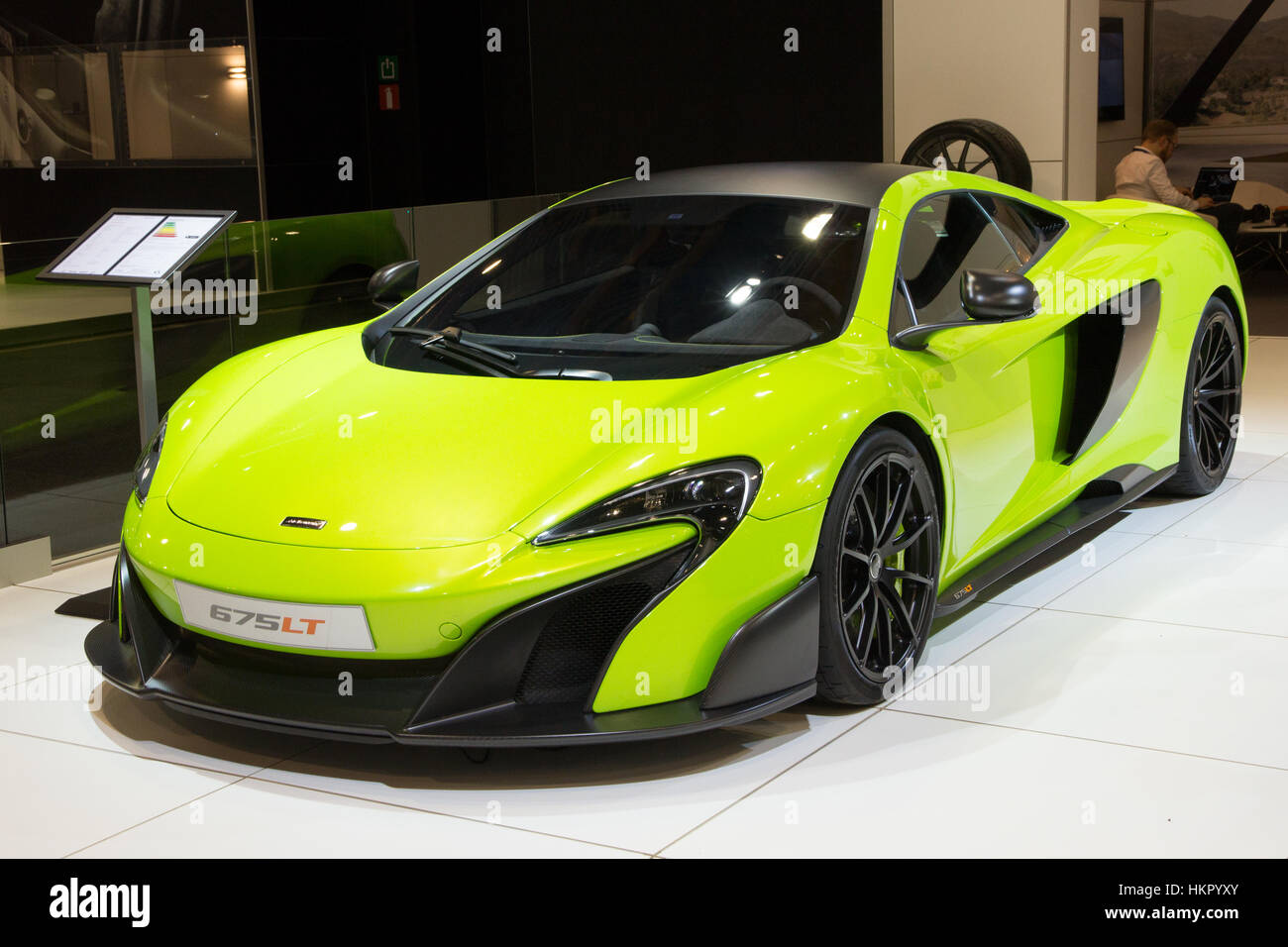 BRUSSELS - JAN 12, 2016: McLaren 675LT sports car shown at the Brussels Motor Show. Stock Photo