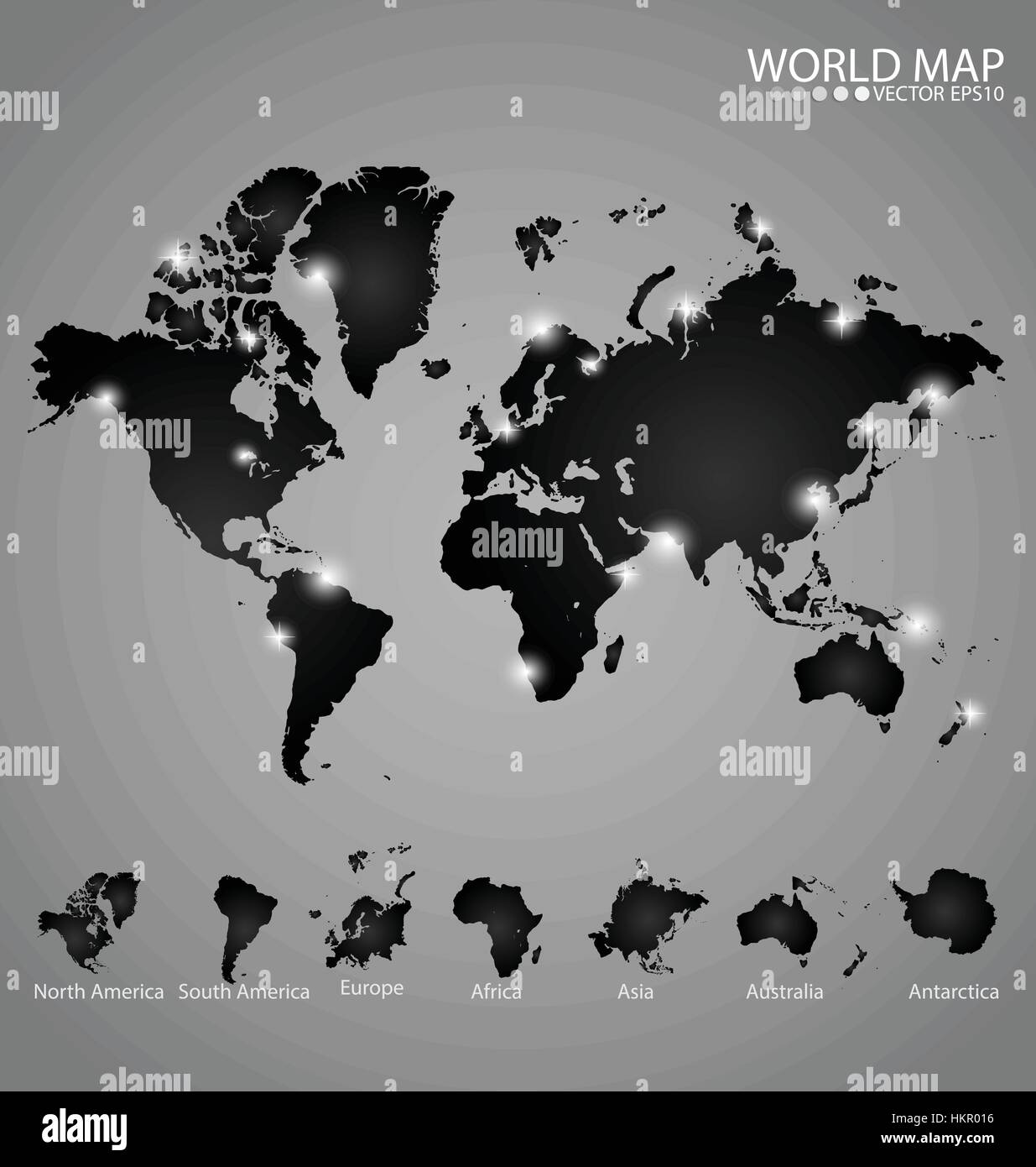 Modern world map with continents - Modern World Map With Continents Atlas North America South America HKR016