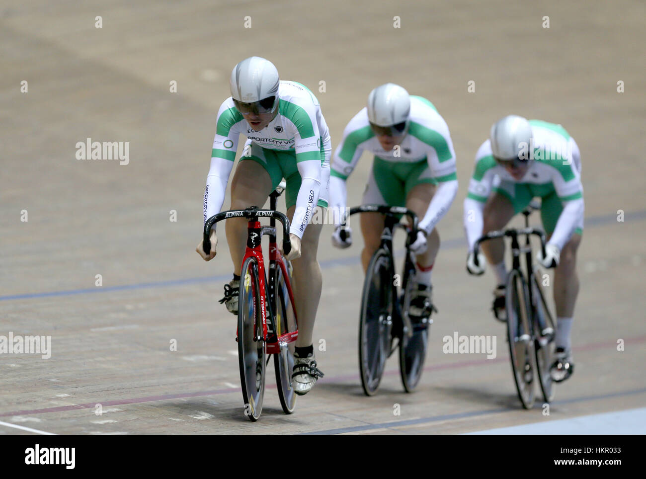 Joel Partington of Sportcity leads his team Matthew Rotherham and ...