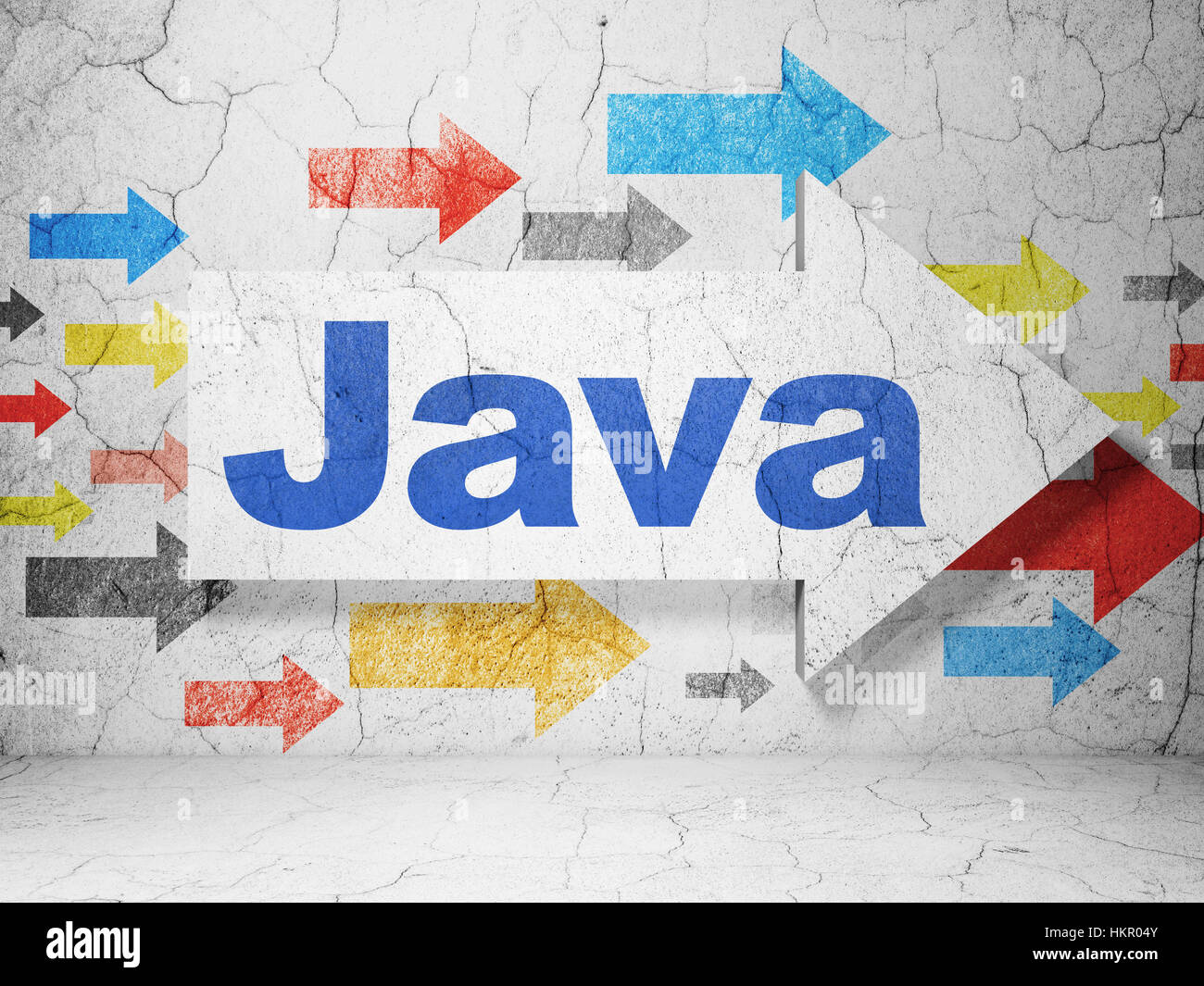 Programming concept: arrow with Java on grunge wall background Stock ...