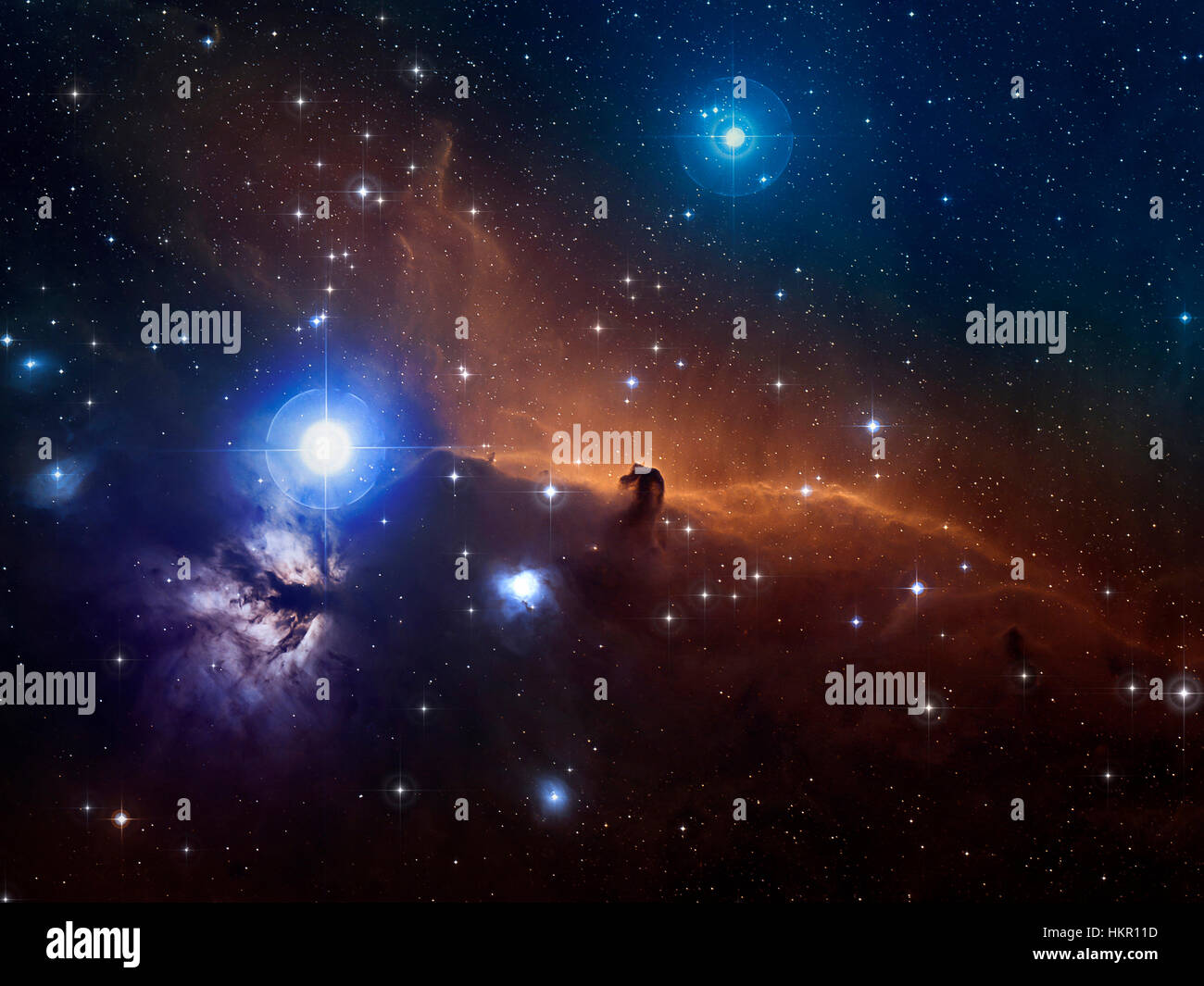 Horsehead nebula in the background of starry sky. Some image elements furnished by NASA. Stock Photo