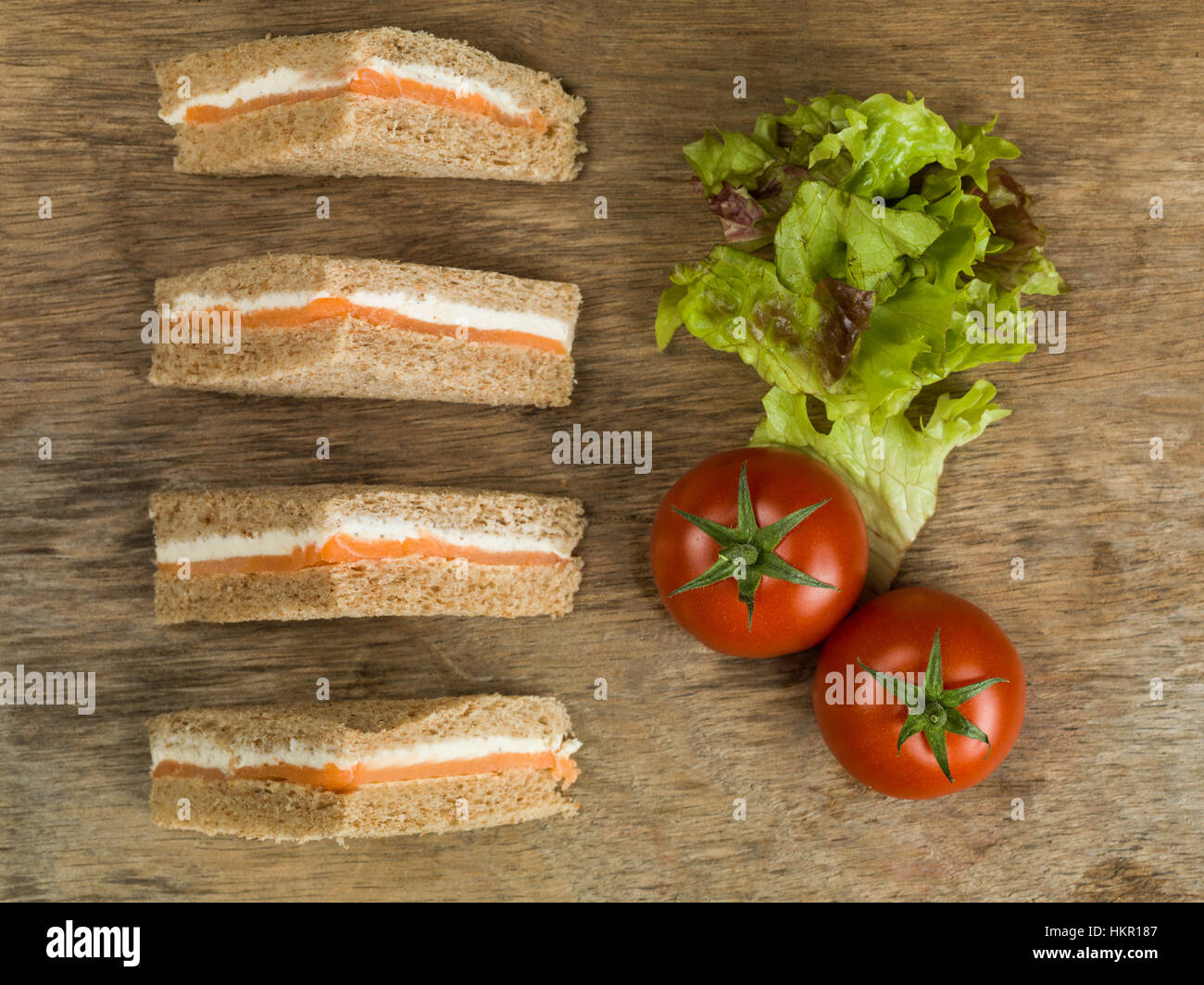 Smoked Salmon Sandwiches in Brown Wholemeal Bread Stock Photo Alamy