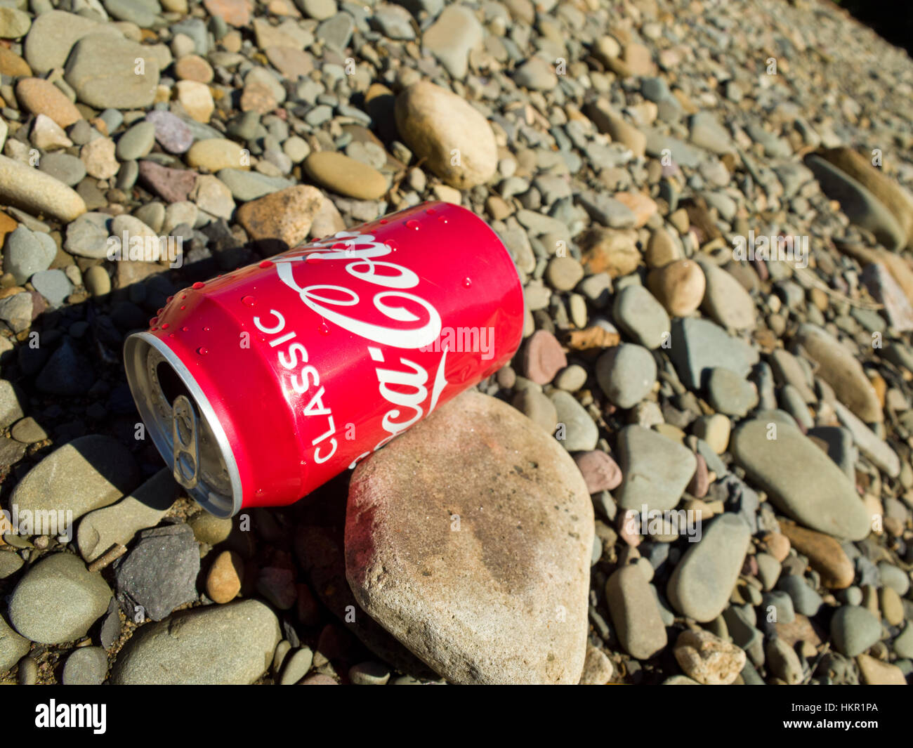 Coke can Rubbish litter Drinks can Stock Photo