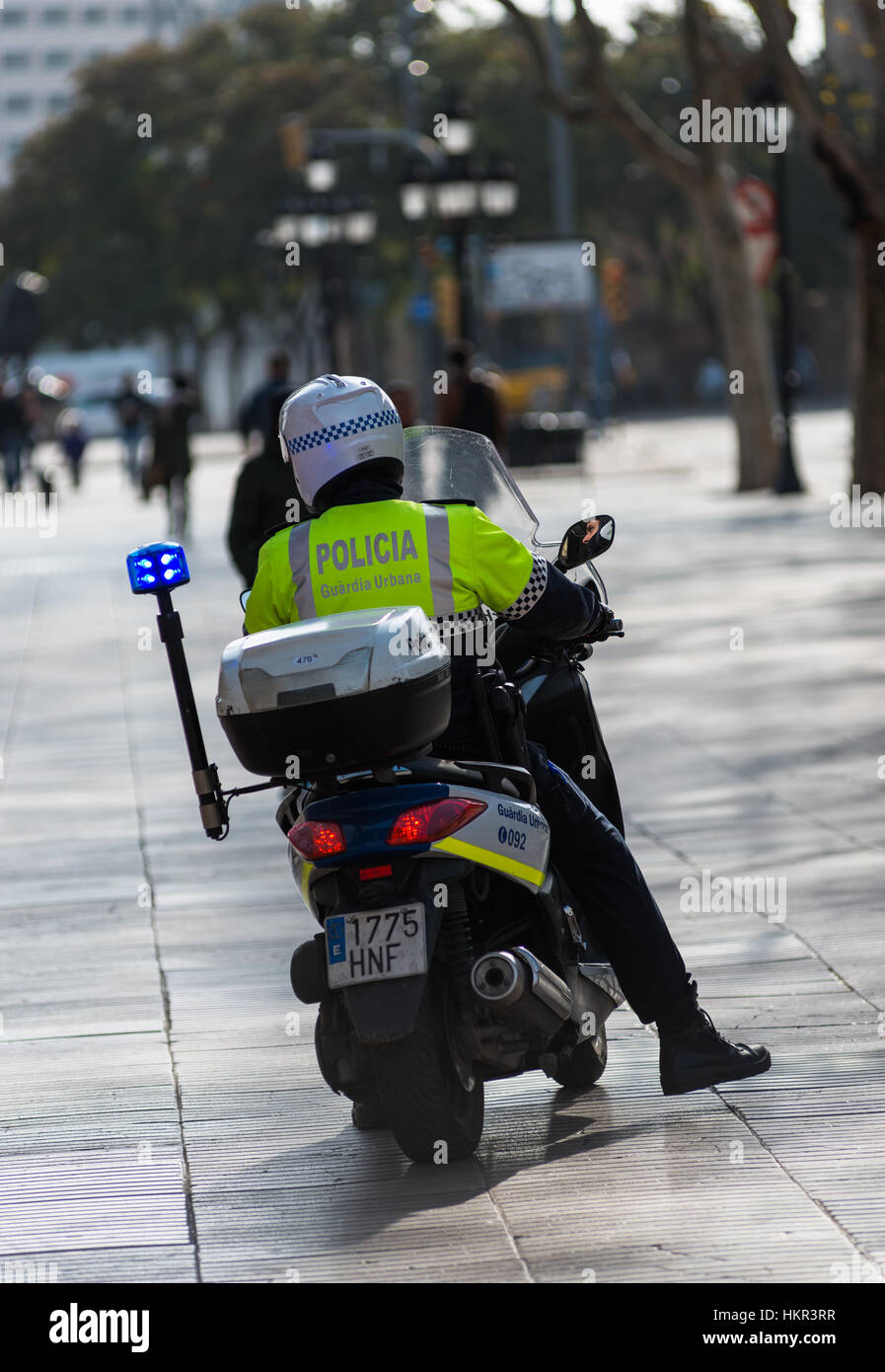 Barcelona police on Las Ramblas, Catalonia, Spain. Stock Photo