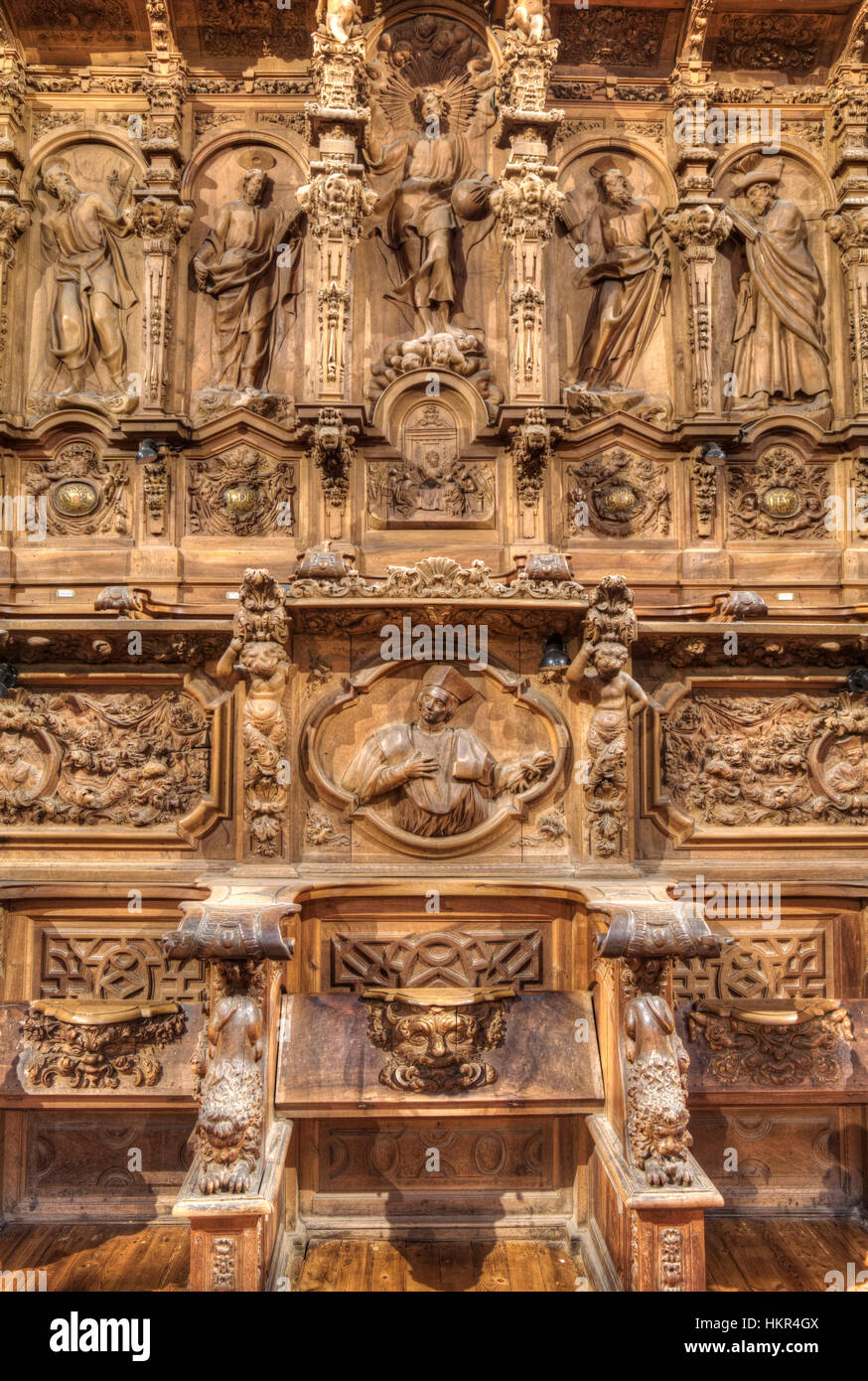 Choir Chair, New Cathedral of Salamanca, Salamanca, UNESCO World Heritage Site, Spain Stock Photo
