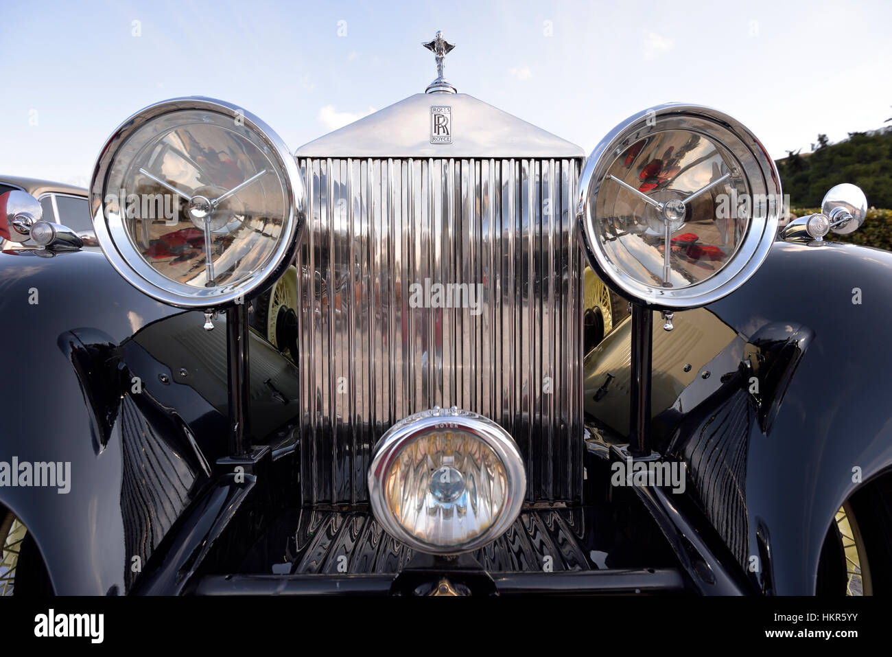 Head lights of a 1934 Rolls Royce 20/25 Stock Photo