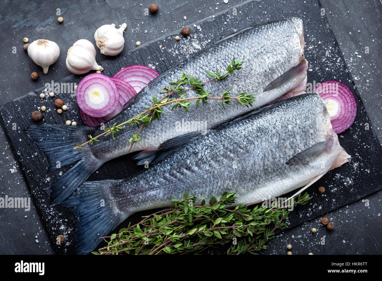 raw sea bass fish Stock Photo Alamy