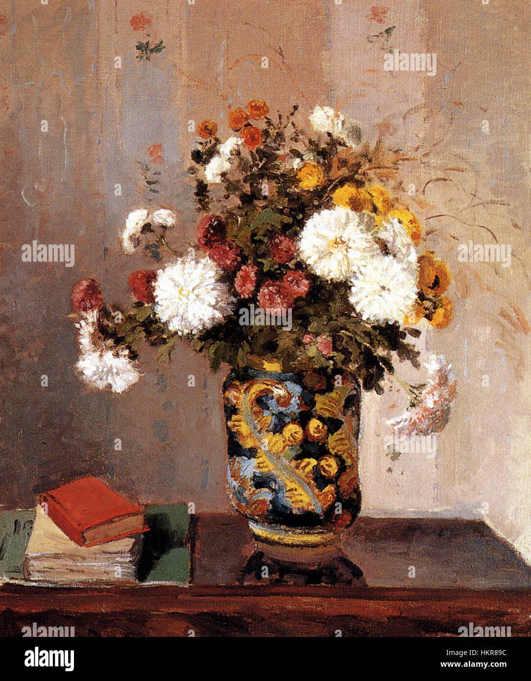 Camille Pissarro (French, 1830-1903), Chrysanthemums in a Chinese Vase, 1870 Stock Photo