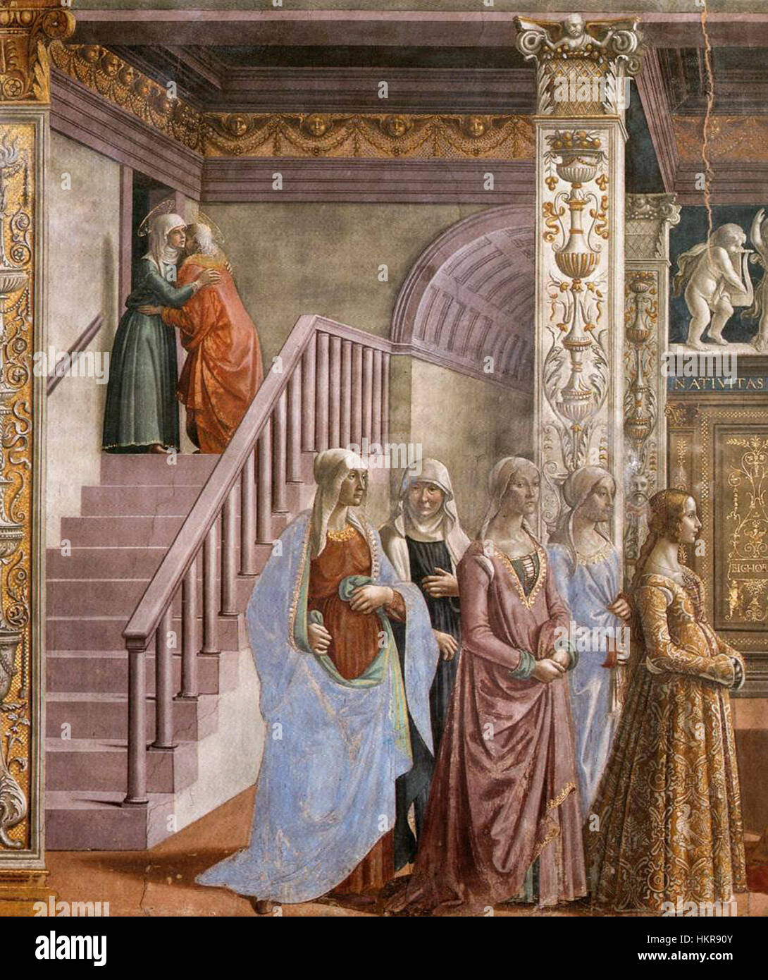 The 'Birth of Mary' fresco in the Cappella Tornabuoni, painted by ...
