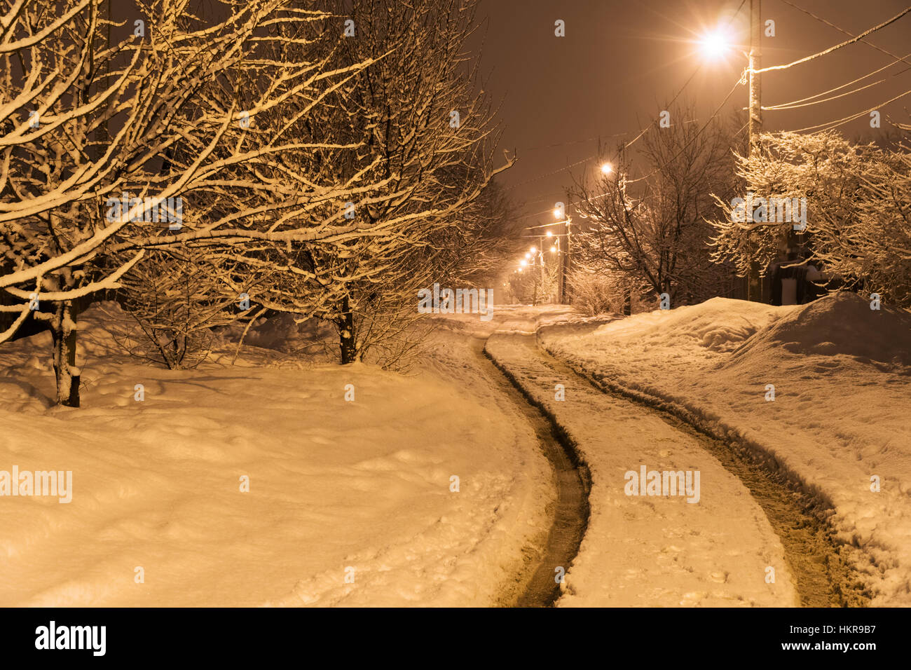 Snowcovered rural road Stock Photo Alamy