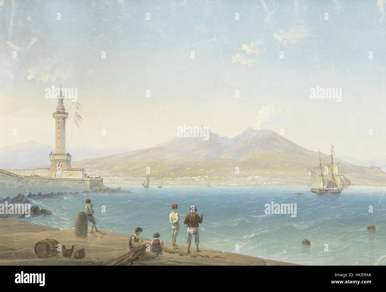Carlo Bossoli - Il golfo di Napoli, con il Vesuvio in eruzione (1844) Stock Photo