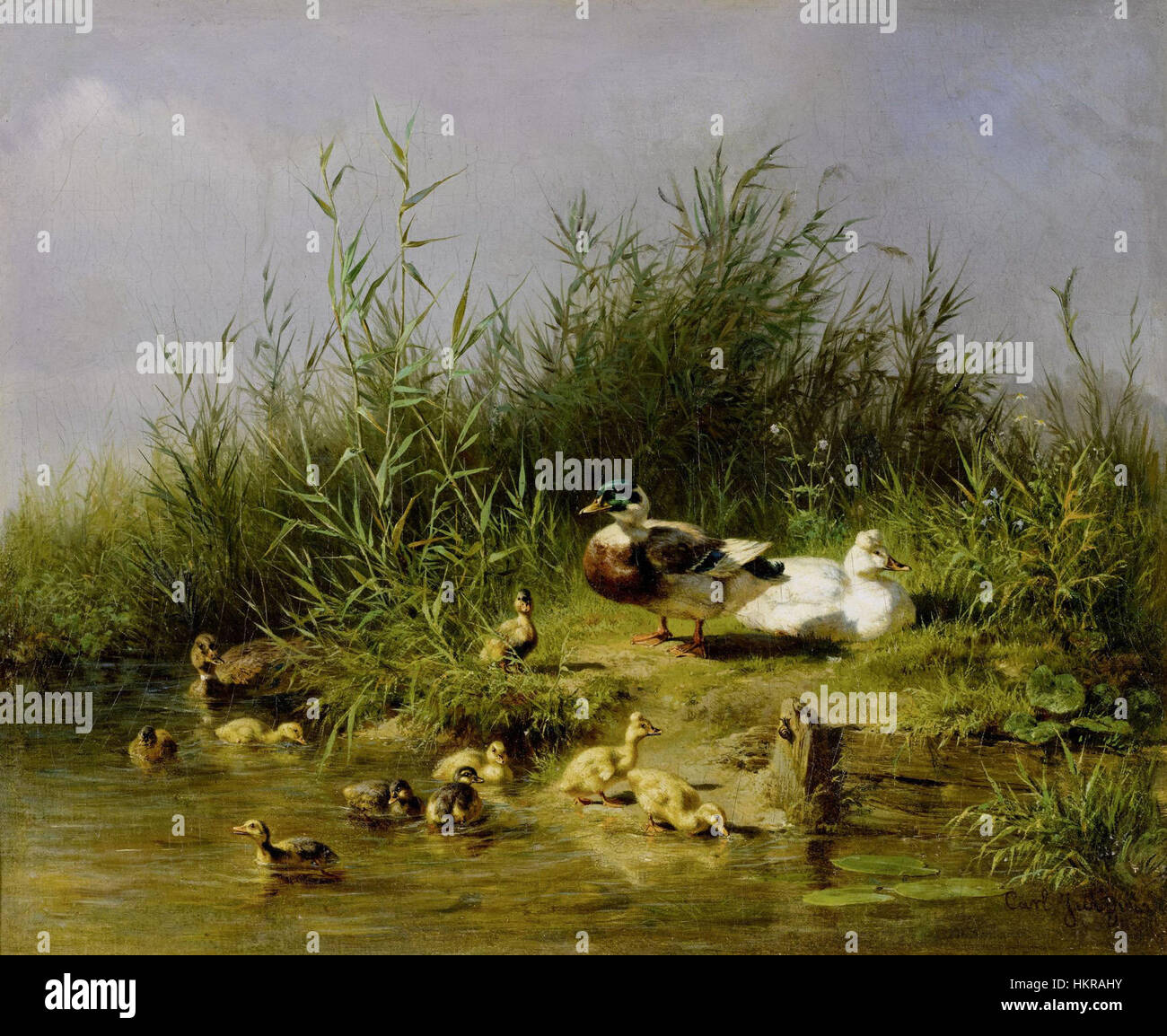Carl Jutz Entenfamilie am Teich 1863 Stock Photo Alamy