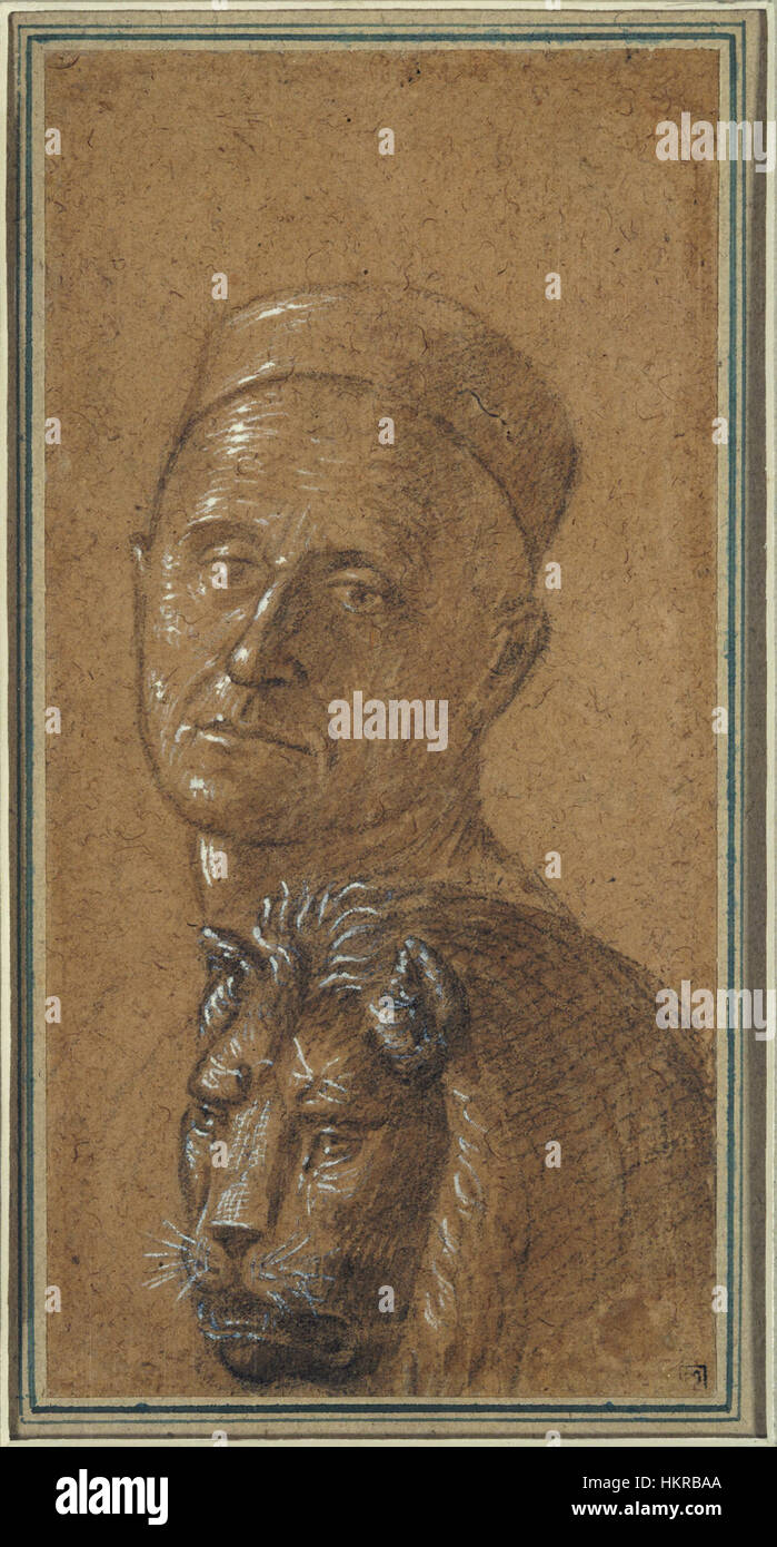 Carpaccio, Vittore, Head of a Man and Head of a Lion (verso), 1495-1516 Stock Photo