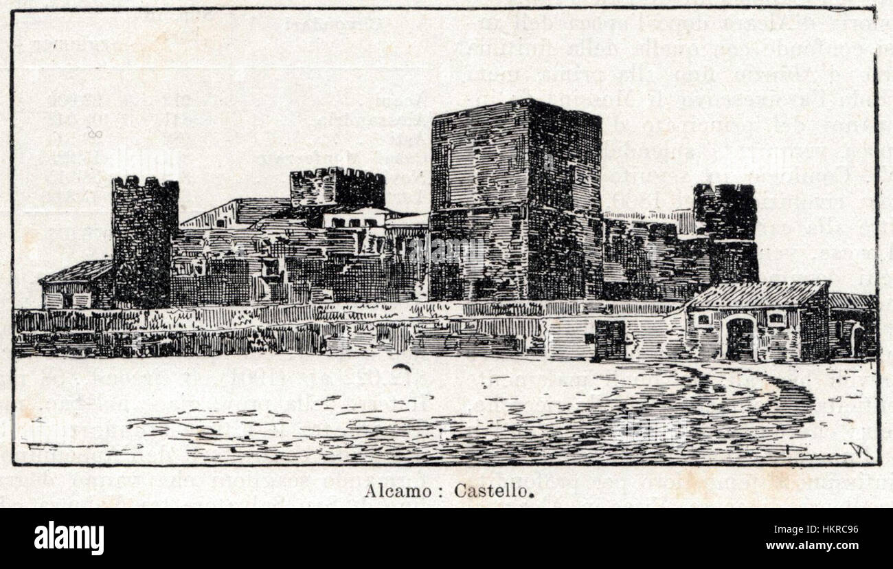 Castello di Alcamo (stampa antica del 1901 c.) Stock Photo