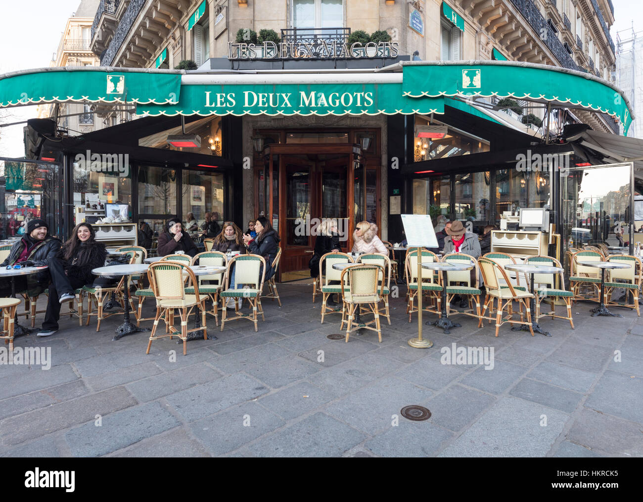 Les Deux Magots cafe restaurant, Paris, France Stock Photo