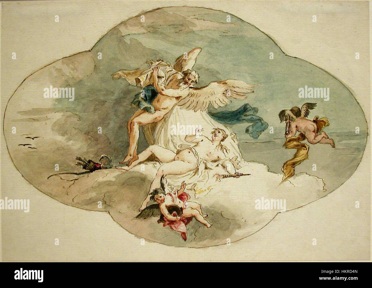 Cedini, Costantino - Chronos and Venus, Study for a Ceiling Fresco - 18th century Stock Photo