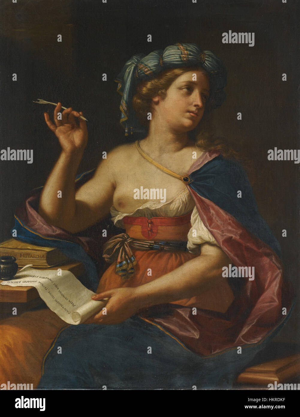 A painting by Cesare Gennari depicting a Sibyl, an ancient prophetess in Greek and Roman mythology. The work captures the Sibyl in a classical, timeless style, reflecting Gennari's expertise in religious and mythological themes. Stock Photo
