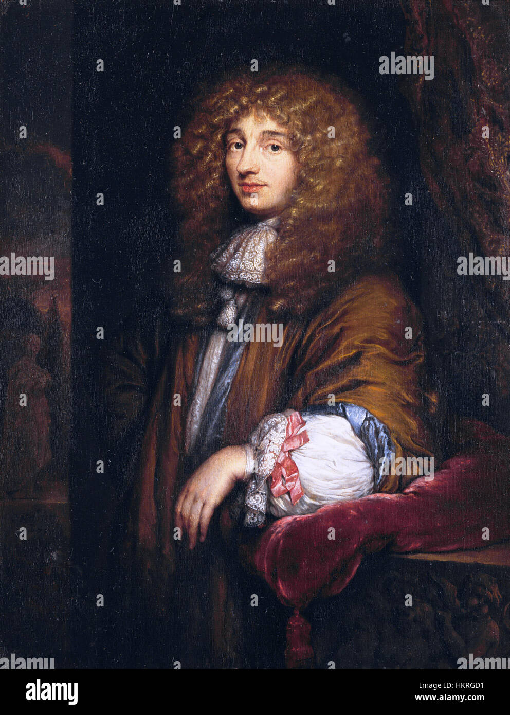 Christiaan Huygens, by Caspar Netscher Stock Photo
