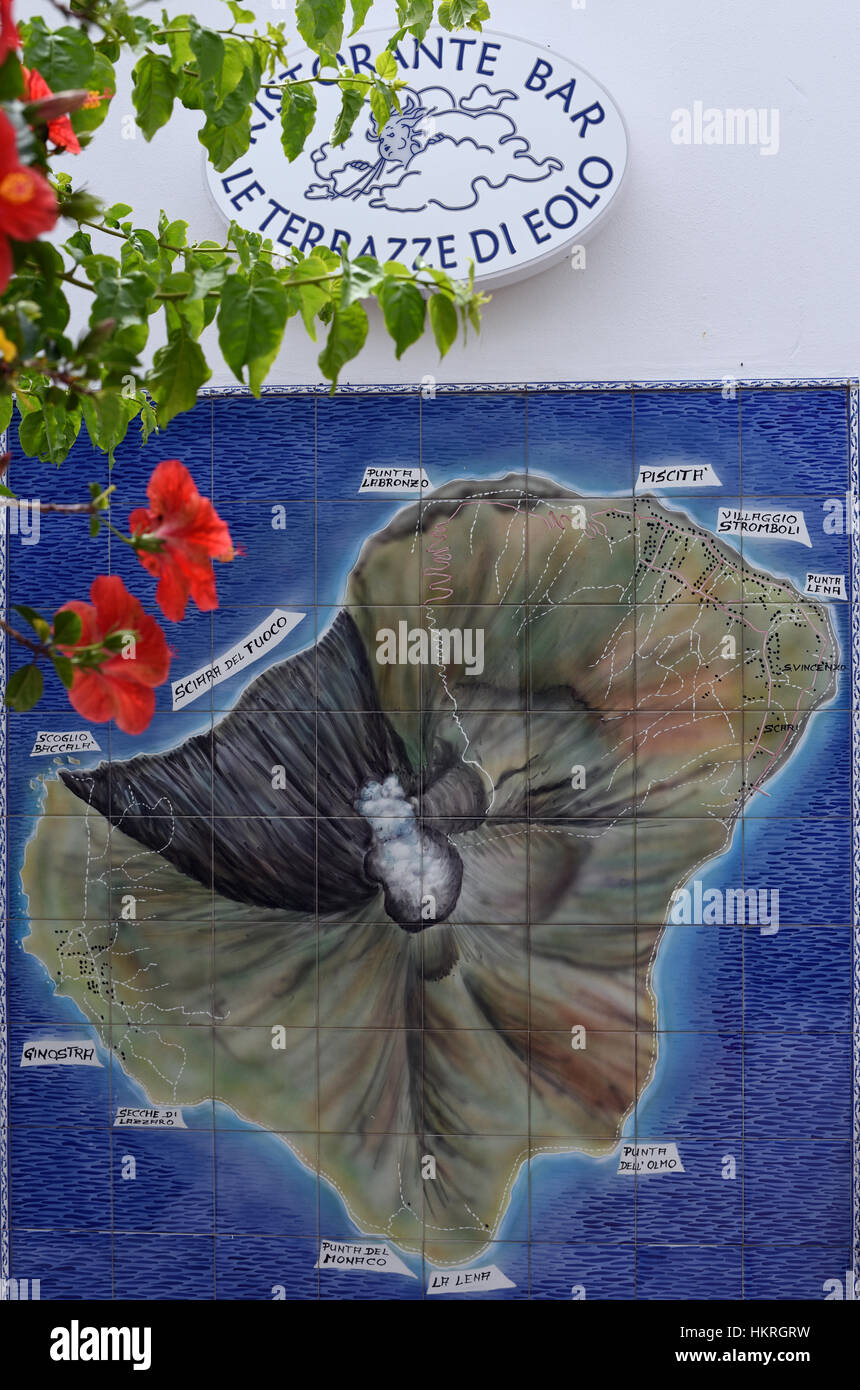 Map of Stromboli, Aeolian Island Stock Photo