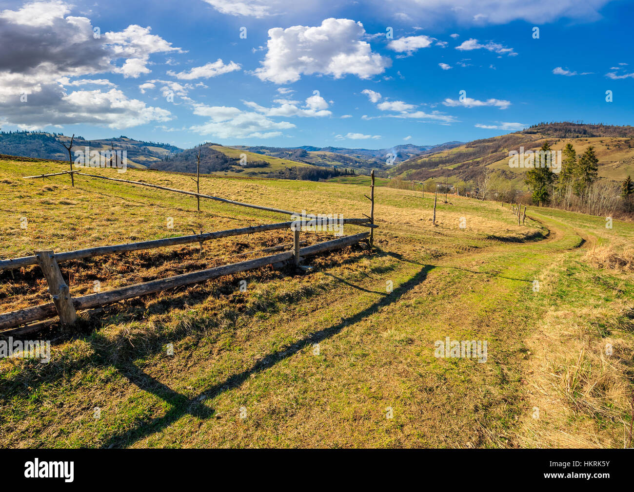 wooden fence on hillside in the rural area Stock Photo - Alamy